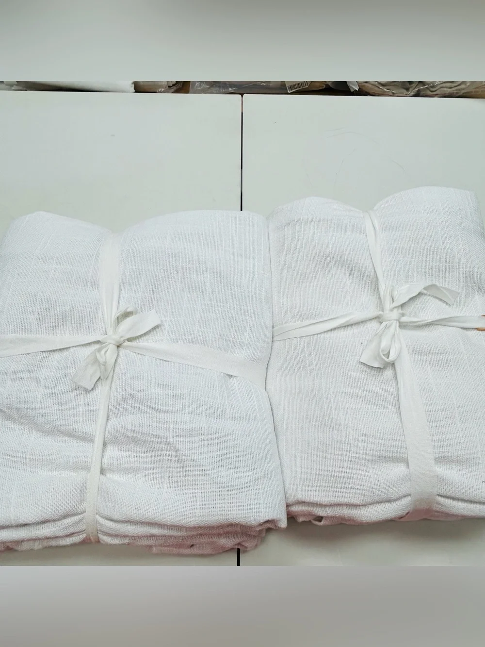 QUINCE Set Of 2 48x84 Cotton Slub Room Darkening Curtains White 9729
